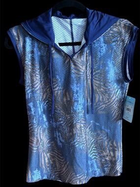 Sofibella hooded sleeveless top for tennis, pickleball, and golf.